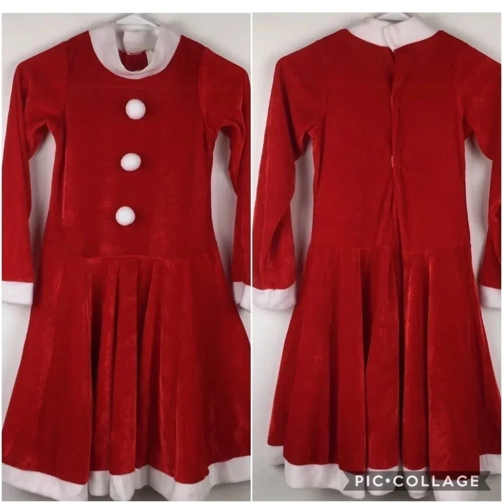 Little Miss Santa’s Helper Dress Large 12-14‎ Hat Costume Christmas Holiday Red